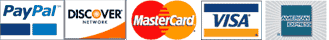 PayPal, Discover, Mastercard, Visa, American Express